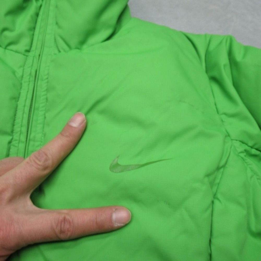 Nike Down Jacket Youth Large 12-14 Green Swoosh Zip Pockets Ripstop Full Zip - Picture 13 of 16
